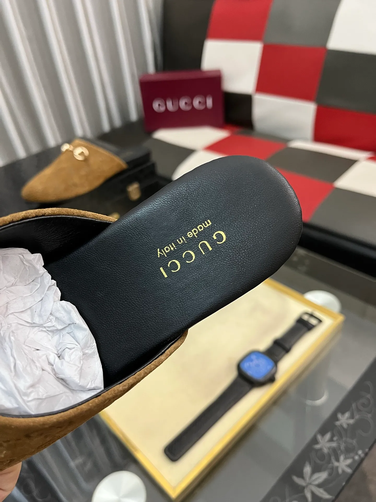 Men's shoes 💰480⌚️⌚️[Gucci] 2024 new season half-slip men's shoes, made of Italian imported first-layer frosted cowhide➕sheepskin lining, original hardware buckle, original combination wear-resistant outsole, real shot 🎬 Very comfortable on the feet, size 36-44